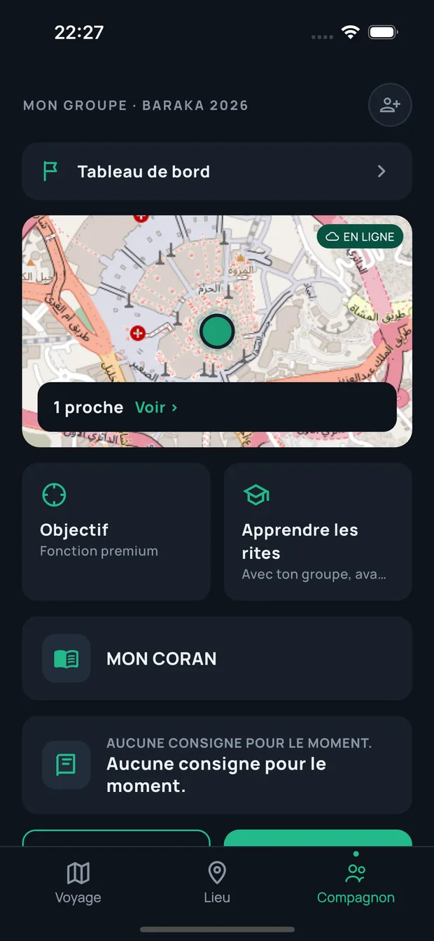 Dalil — Le groupe en temps réel : Carte des membres, Tableau de bord du guide